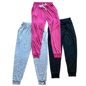 Real Essentials Pink Black & Gray Dry Fit Joggers Bundle Womens Small